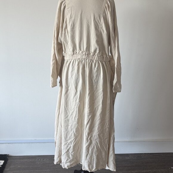 Madewell Tie-Front Paperbag Midi Dress Faux Wrap Peasant Boho Sz Medium - Picture 13 of 16